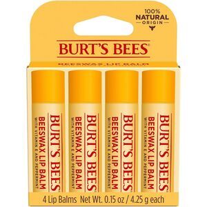 NEW SEALED 4-Pack Burt's Bees Lip Balm Peppermint Chapstick Tint-Free 4 Tubes